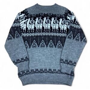 Alpaca Connection Peru Sweater Gray Llama Wool Pullover Unisex Alpaca Knit M